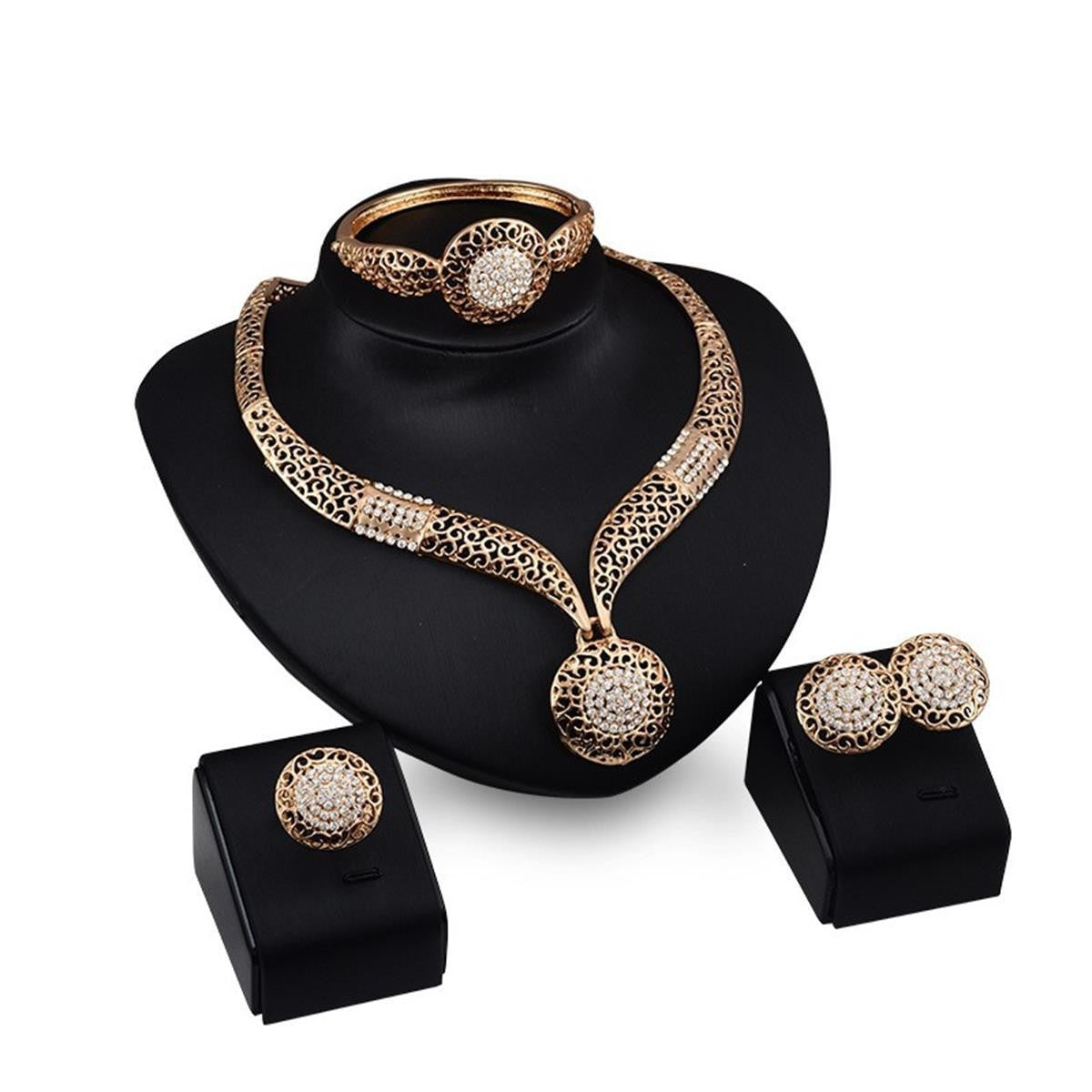 Women's Bridal Crystal Two-piece Wedding Dress Jewelry Set