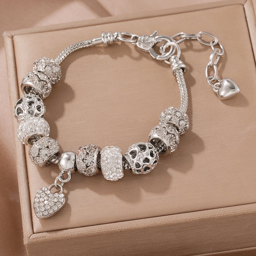 Premium Heart Metal Bead White Beads Bracelets