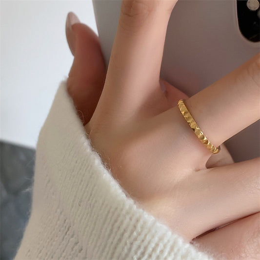 Pointed Rivet Titanium Steel Geometric Simple Female Rings