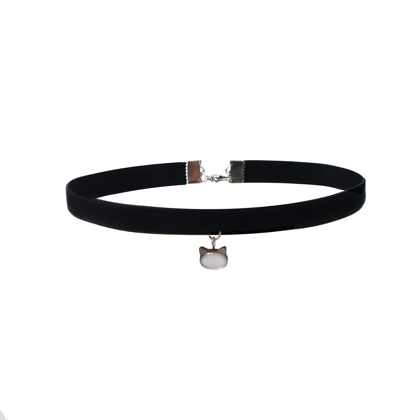 Titanium Steel Shell Black Spinel Veet Cat Head Portrait Clavicle Collar