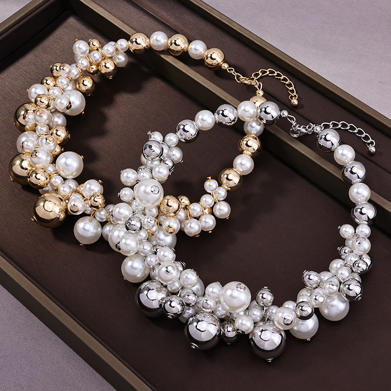 Women's Minority Sier High-grade Temperament Pearl Ball Necklaces