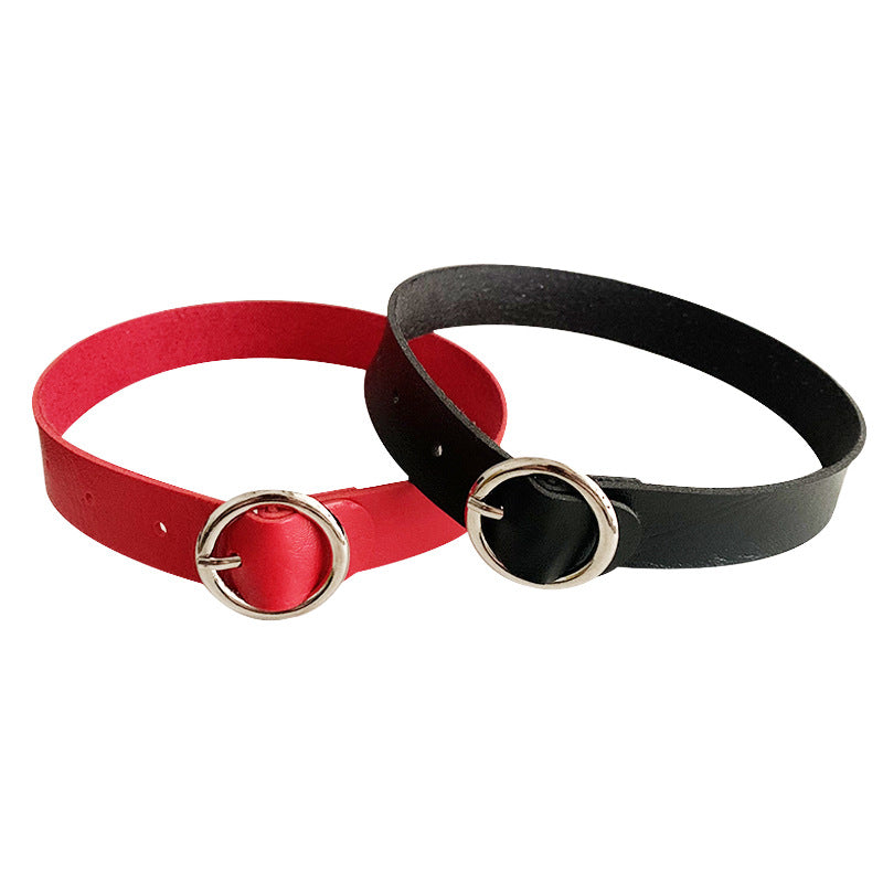 Leather Round Gothic Simple Neck Band Collar