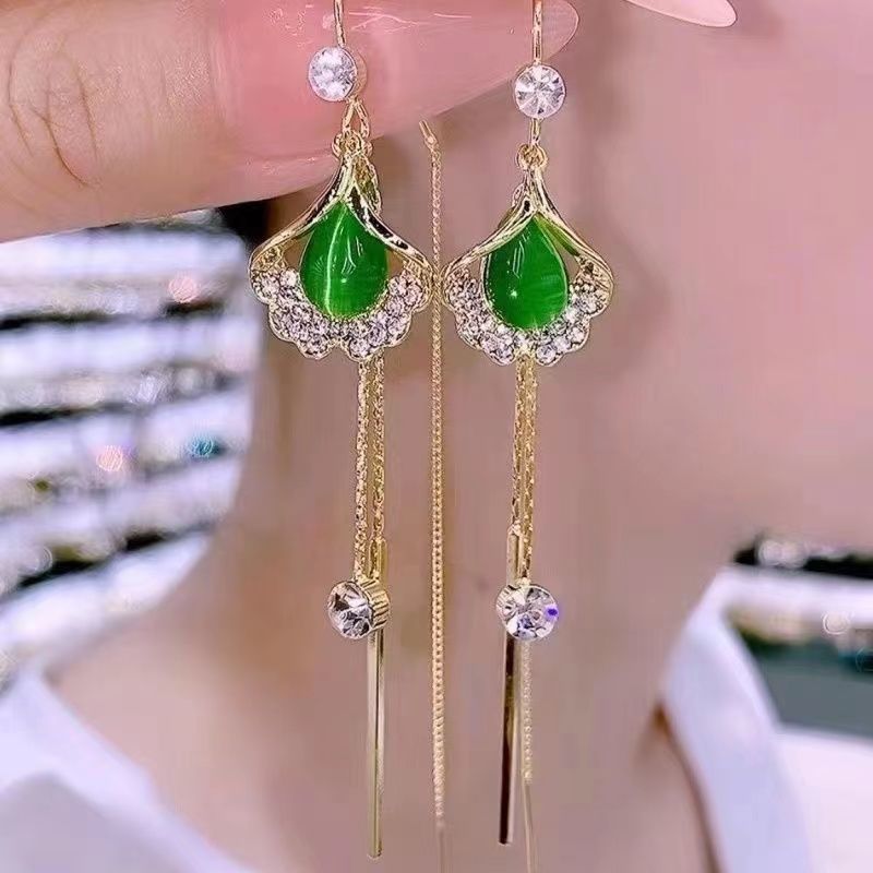 Long Ginkgo Tassel Temperament Special Interest Light Luxury Rings