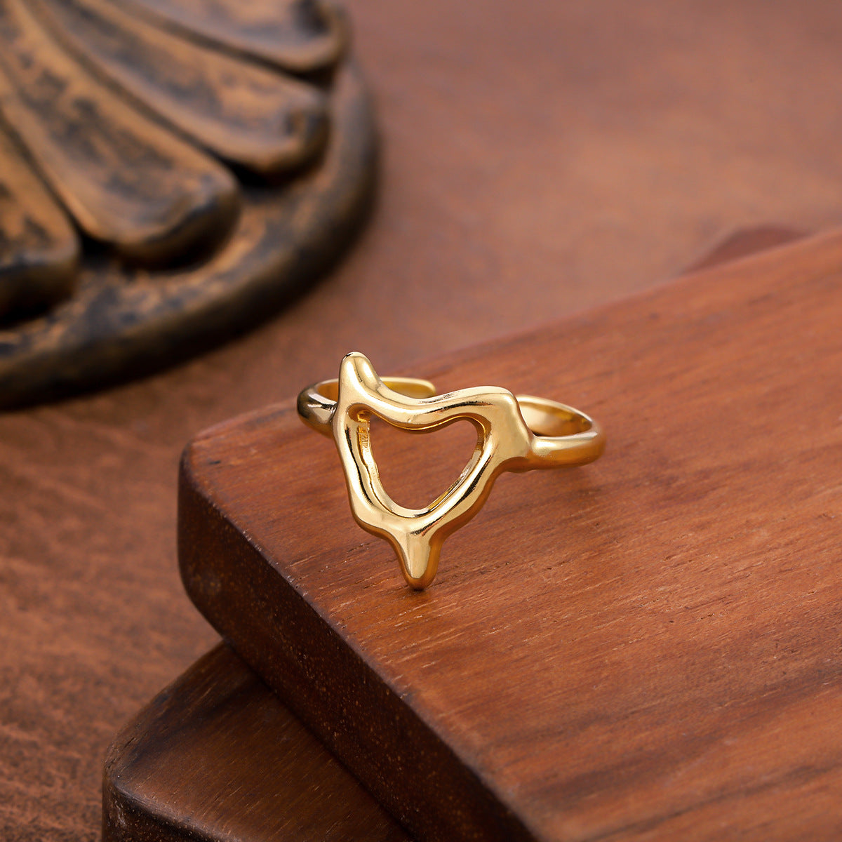 Liquid Shaped Love Heart-shaped Sweet Fairy Style Small Open Stainless Ring
