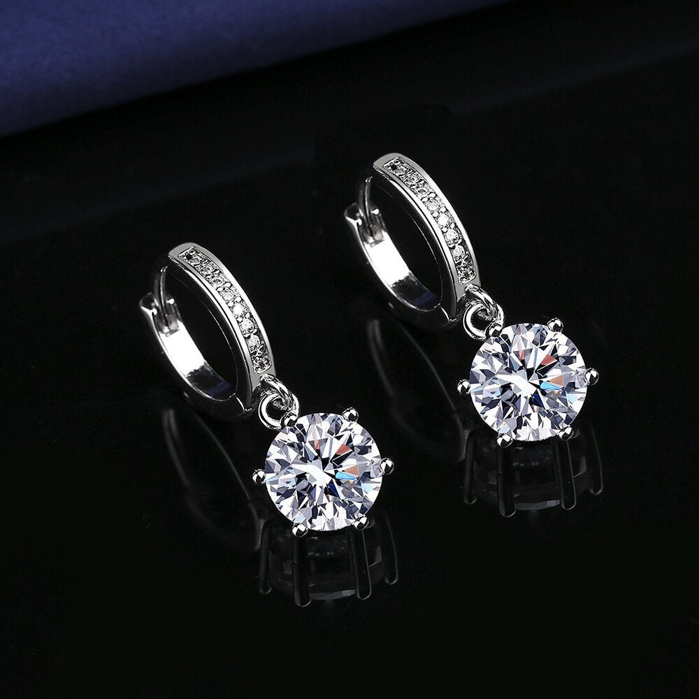 Live Streaming Fashion Tassel Imitation Moissanite Six Claw 2 Karat Earrings