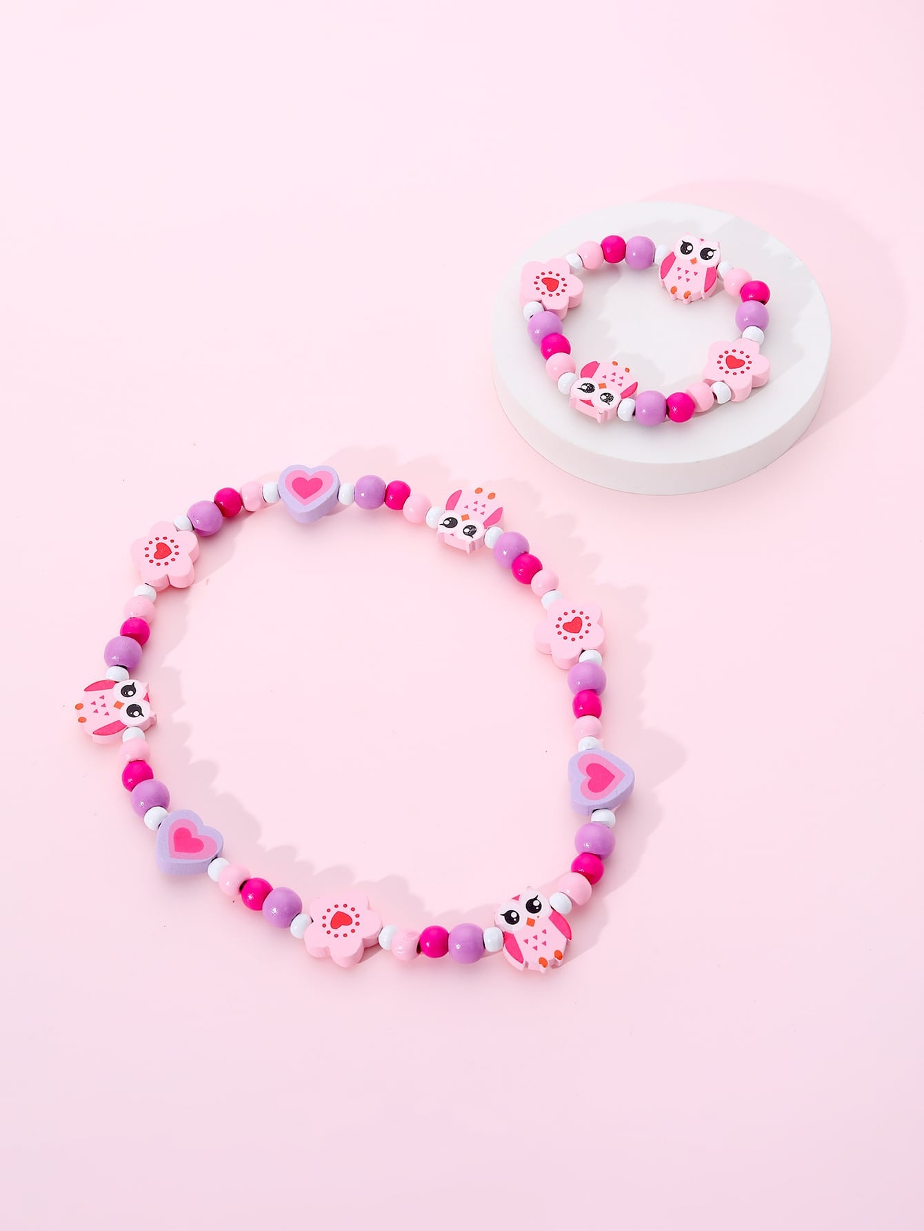 Children's Mixed Color Beaded Wooden Bead Handmade Bracelets