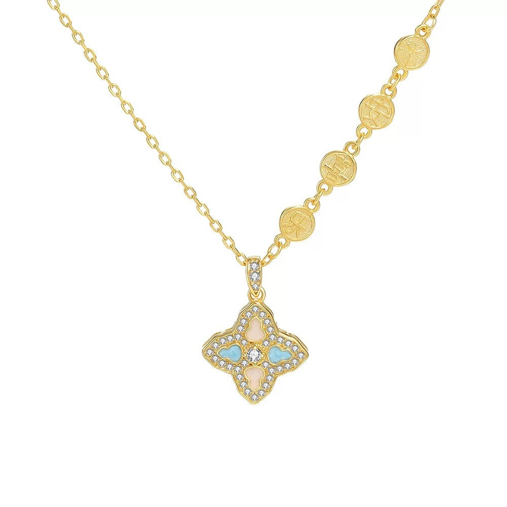 Clover Female Clavicle Chain Light Luxury Birthday Gift High Sense Necklaces