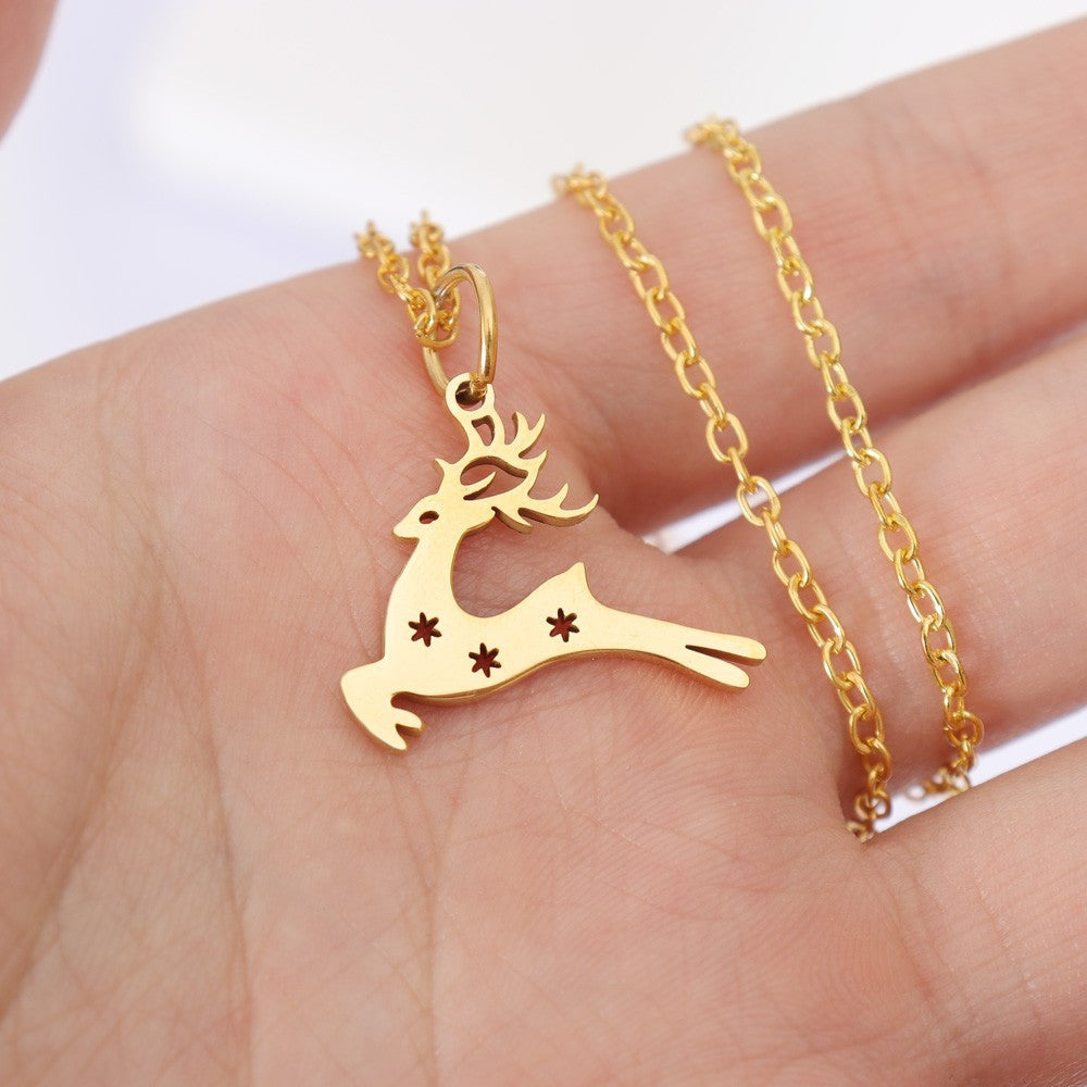 Stainless Steel Santa Christmas Tree Stylish Simple Necklaces