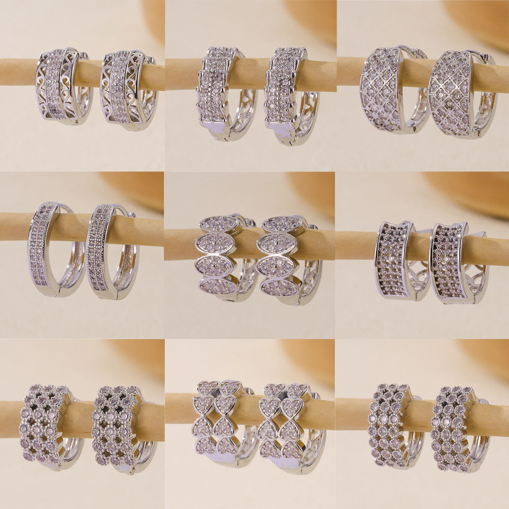 Women's Selection Fashionable Multi Zircon Inlaid Zirconium Earrings