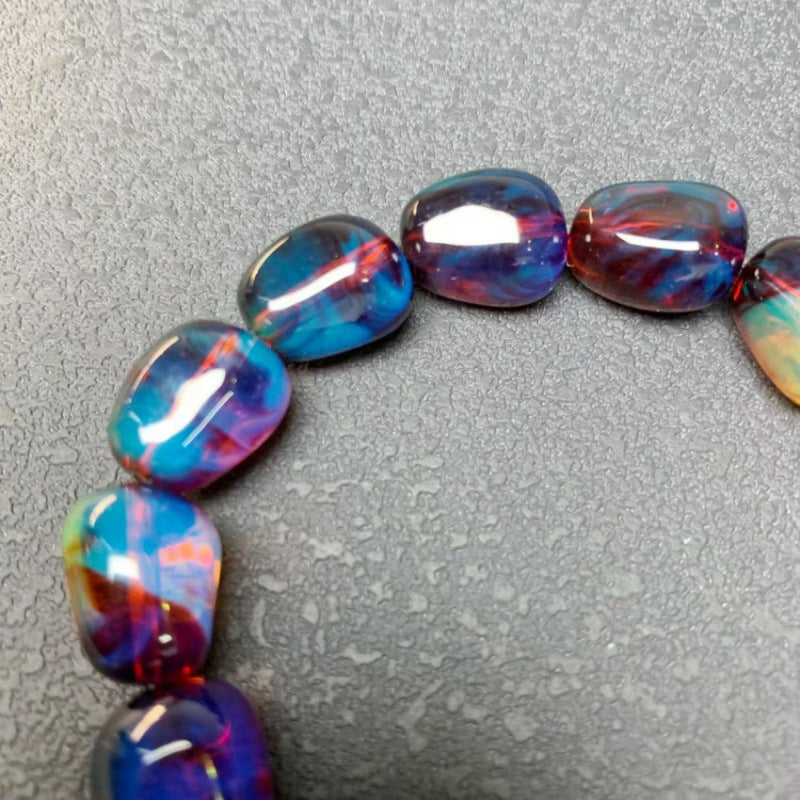 Blue Amber Bead Water Purification High Quality Blood Silk Three-color Bracelet