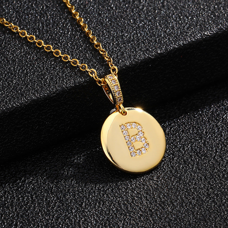 Women's Letter Fashionable English Copper Inlaid Zircon Small Necklaces