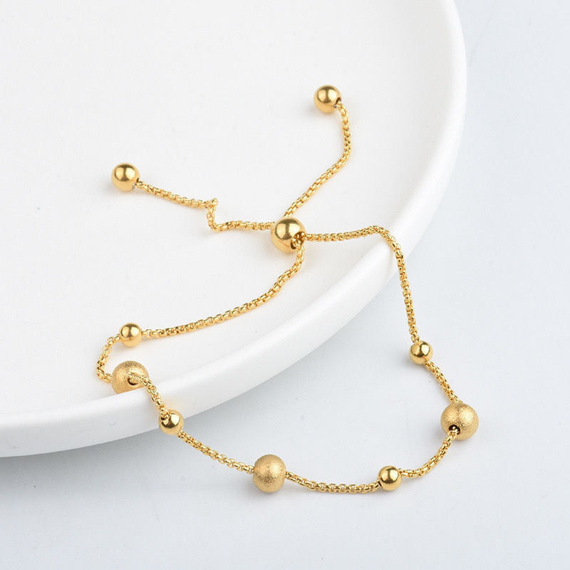Titanium Steel Female Frosted Golden Balls Ball Simple Bracelets