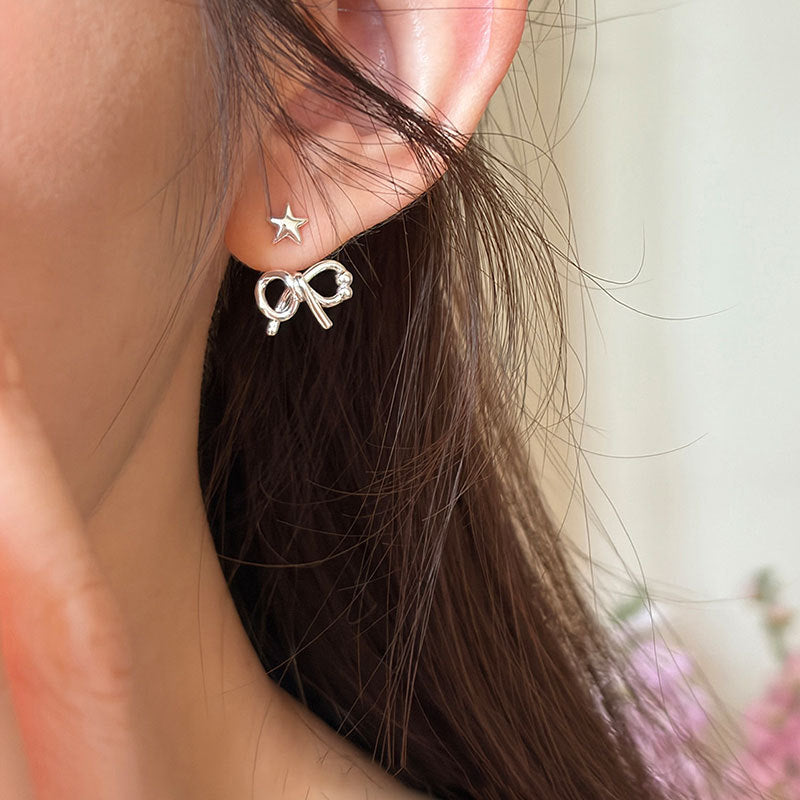 Women's Front Rear Wear Bow Small Refined Personalized Sweet Trendy Earrings
