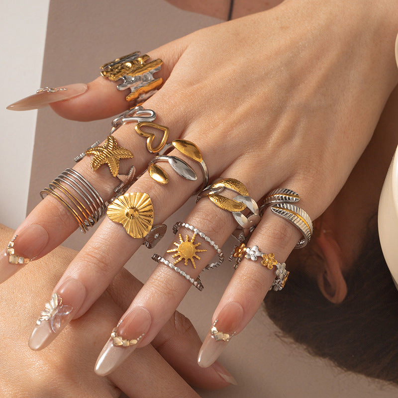 Open Personality Special Interest Light Luxury Retro Style High-grade Decorative Rings