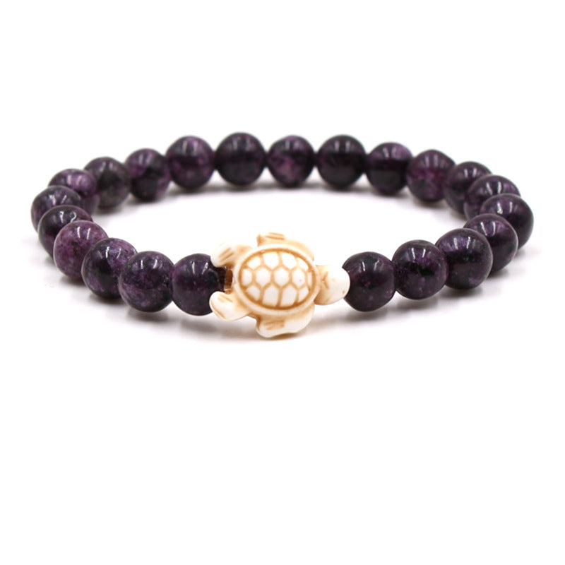 Women's & Men's Natural Yellow Tiger's Eye Beads Turquoise Turtle Bracelet