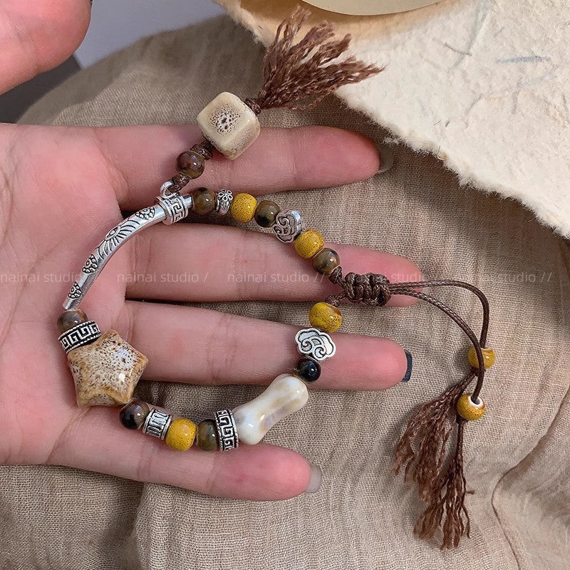 Stone Ethnic Lotus Seedpod National Fashion Design Female Bracelets