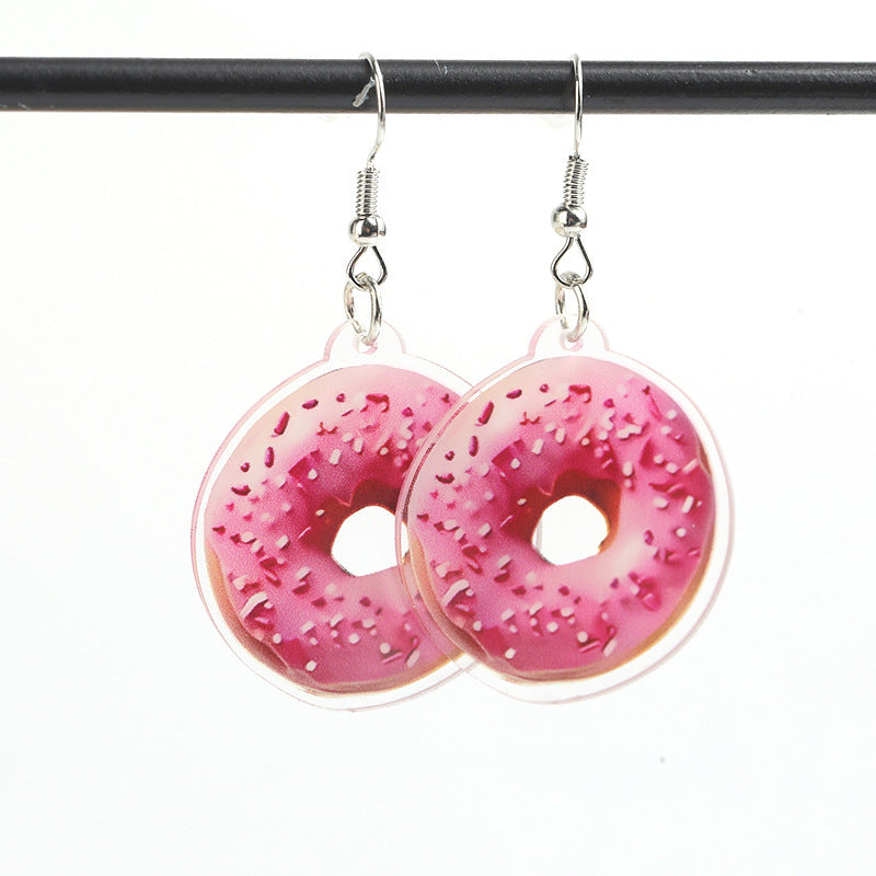 Hamburger Pizza Shape Acrylic Fashion Dessert Earrings