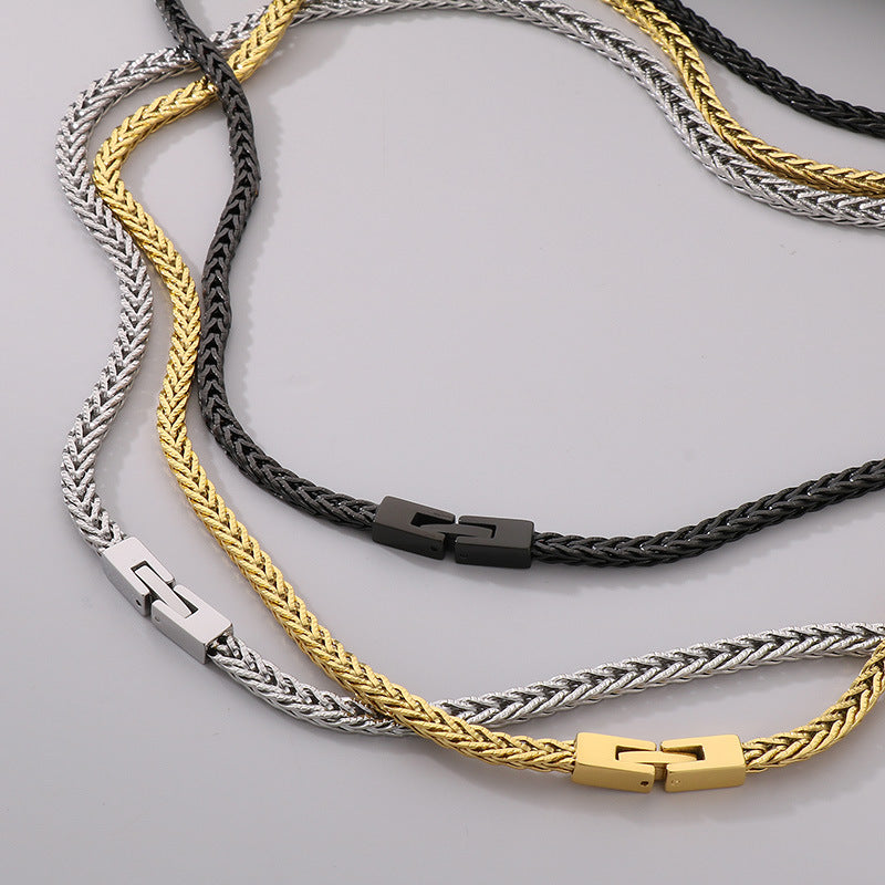 Men's Chain Street Stainless Steel Buckle Encrypted Jewelry Set