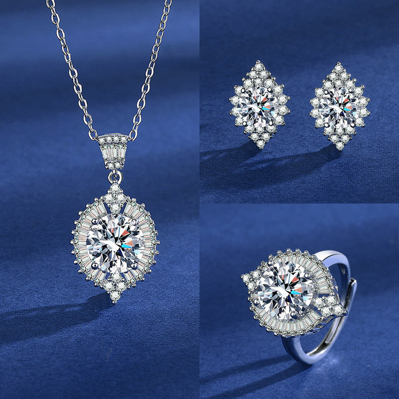 Women's Blue Red Yellow Green Purple White Gemstone Zircon Princess Jewelry Set