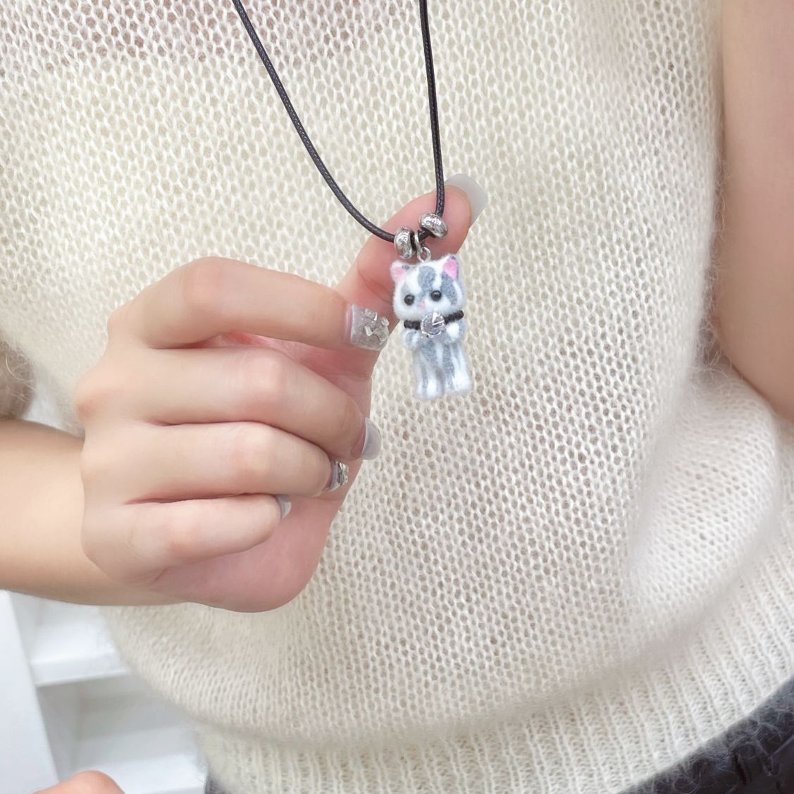 Cute Flocking Bear Sweater Chain Niche Design Necklaces