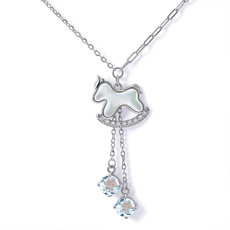 Shell Lucky Horse Female Natural Crystal Necklaces