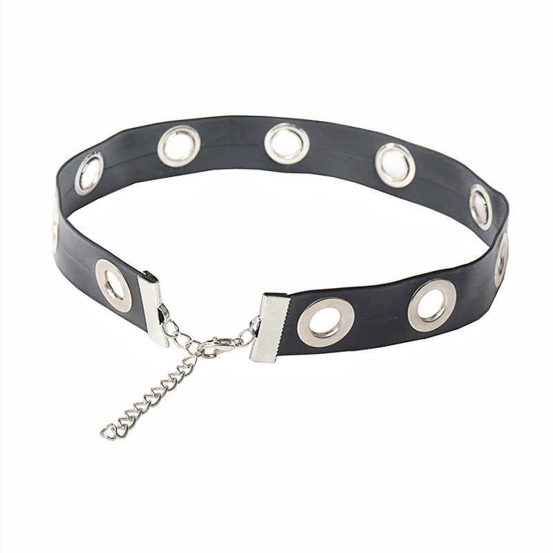 Punk Dark Leather Hole Rock Clavicle Necklaces
