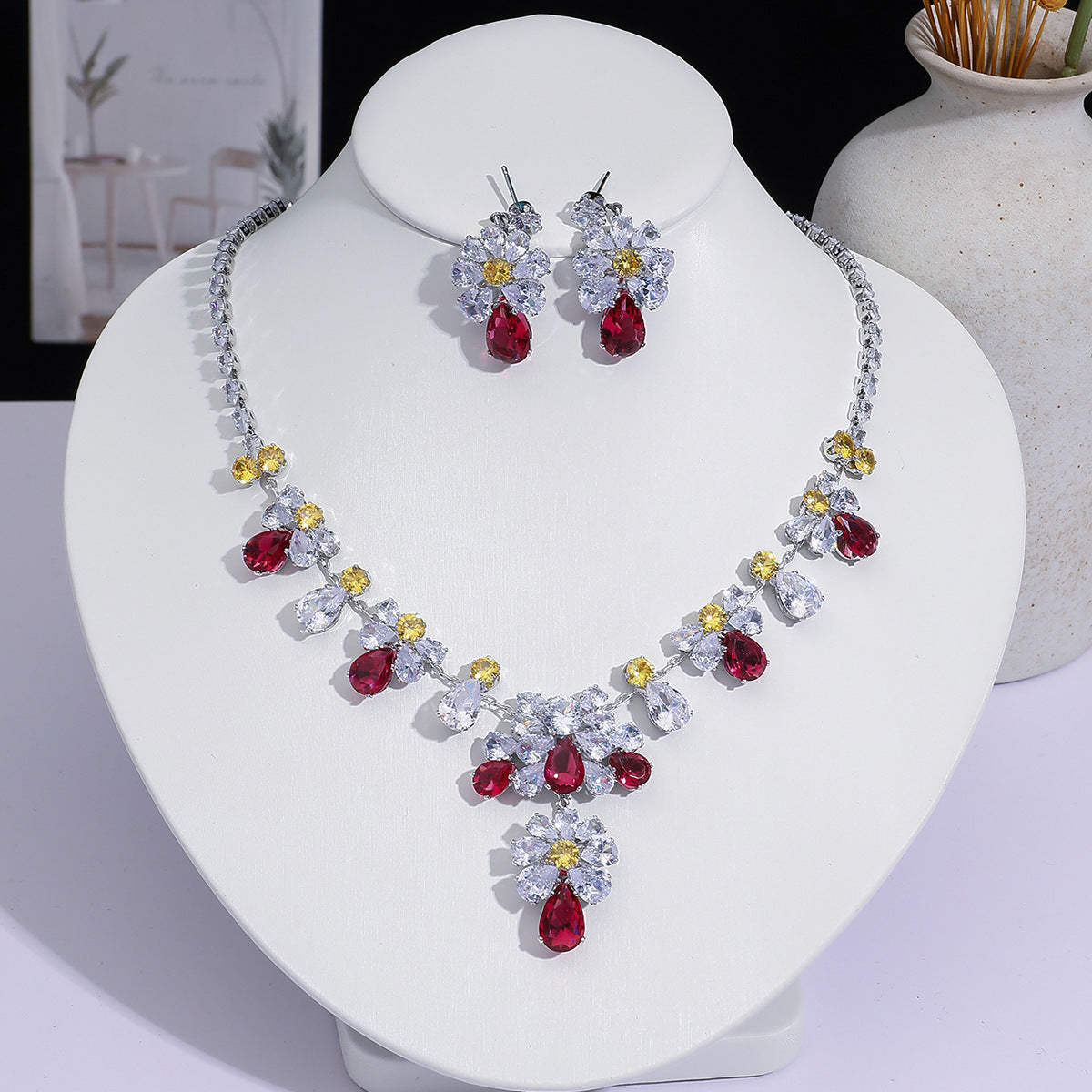 Full Diamond Drop-shaped Temperament The Dinner Party Jewelry Set