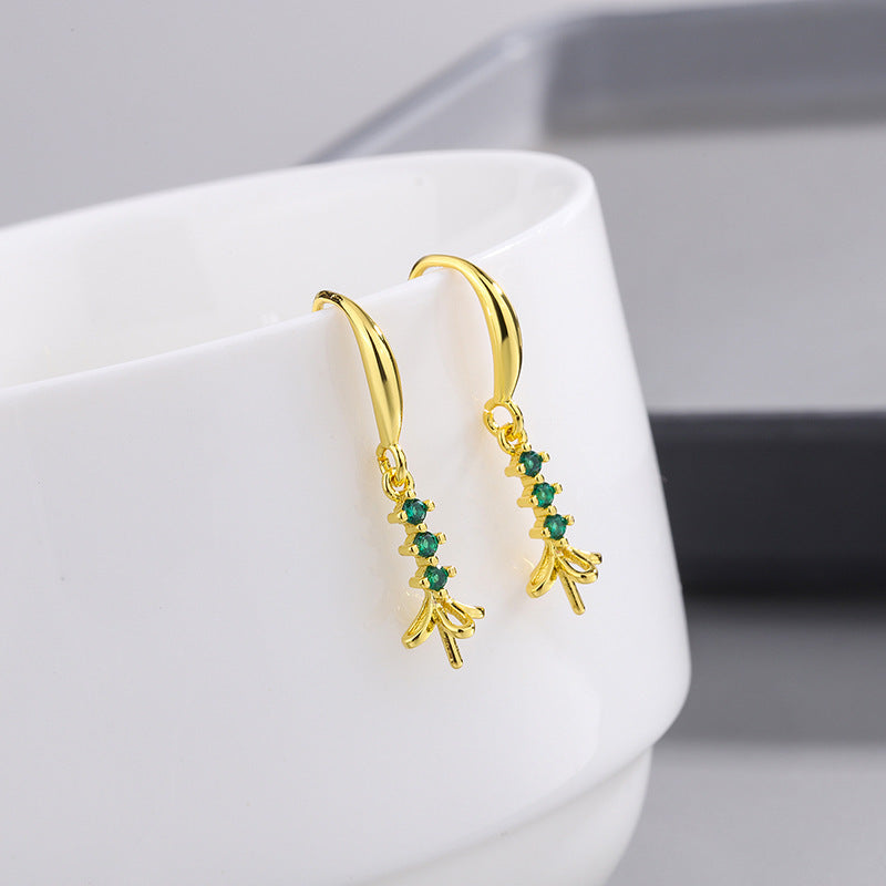 Women's Inlaid Zircon Support Ear Hook Copper Earrings