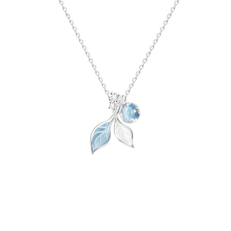 Women's Haze Glass Leaves Suit Blue Simple Necklaces