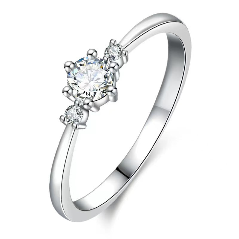 Women's Small White Gold Color Zircon Diamond Rings