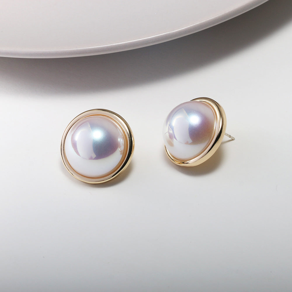 Needle Mermaid Pearl Female Simple Ear Clip Geometric Stud Earrings