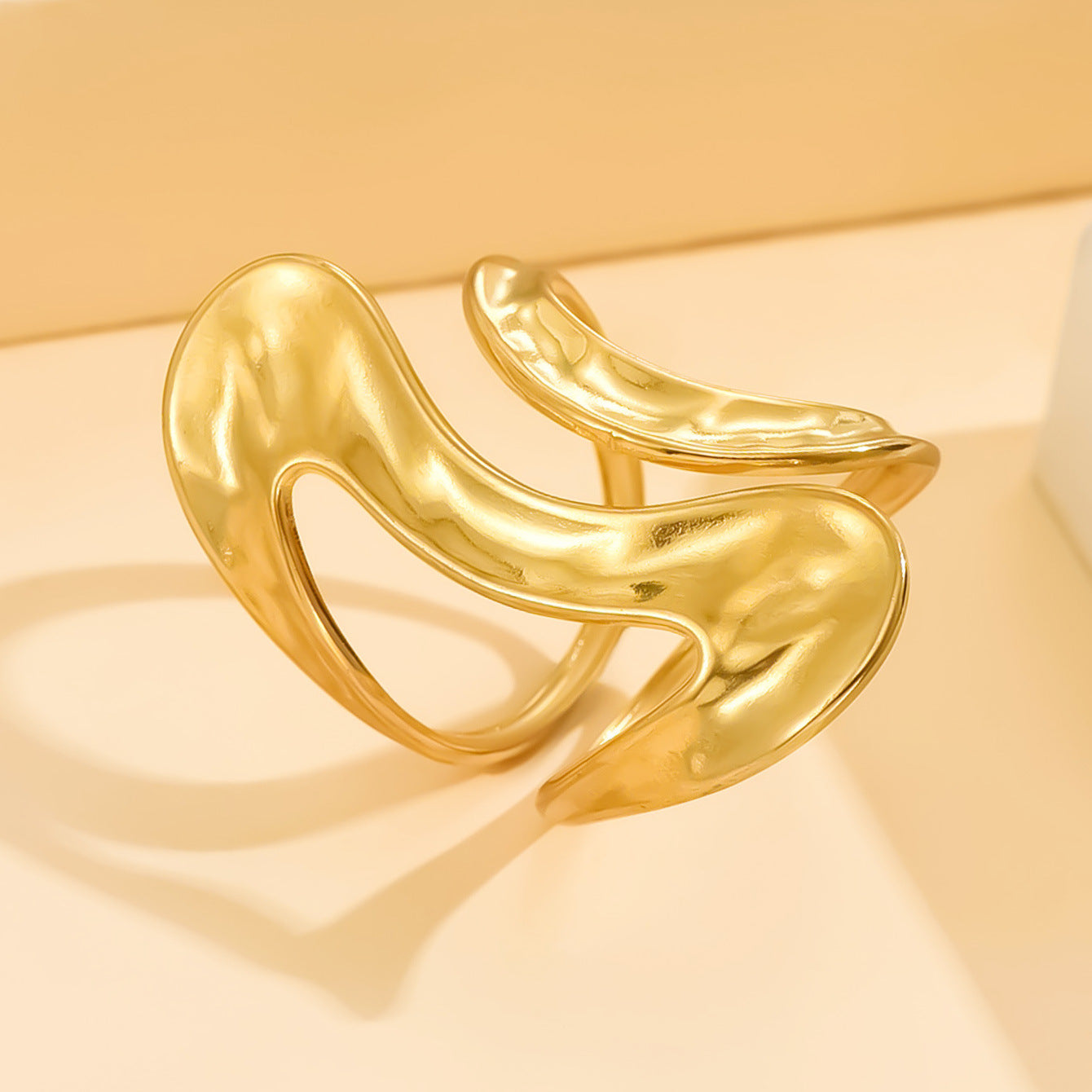 Steel Exaggerated Geometry Hollow Line Open Rings