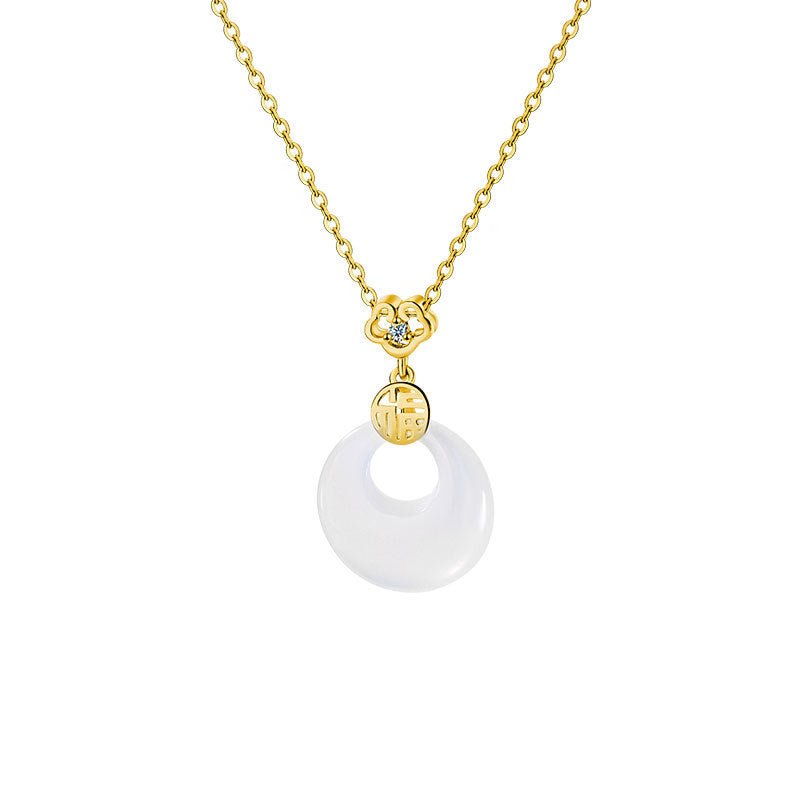 Women's Character Natural Jade Peace Buckle National Necklaces