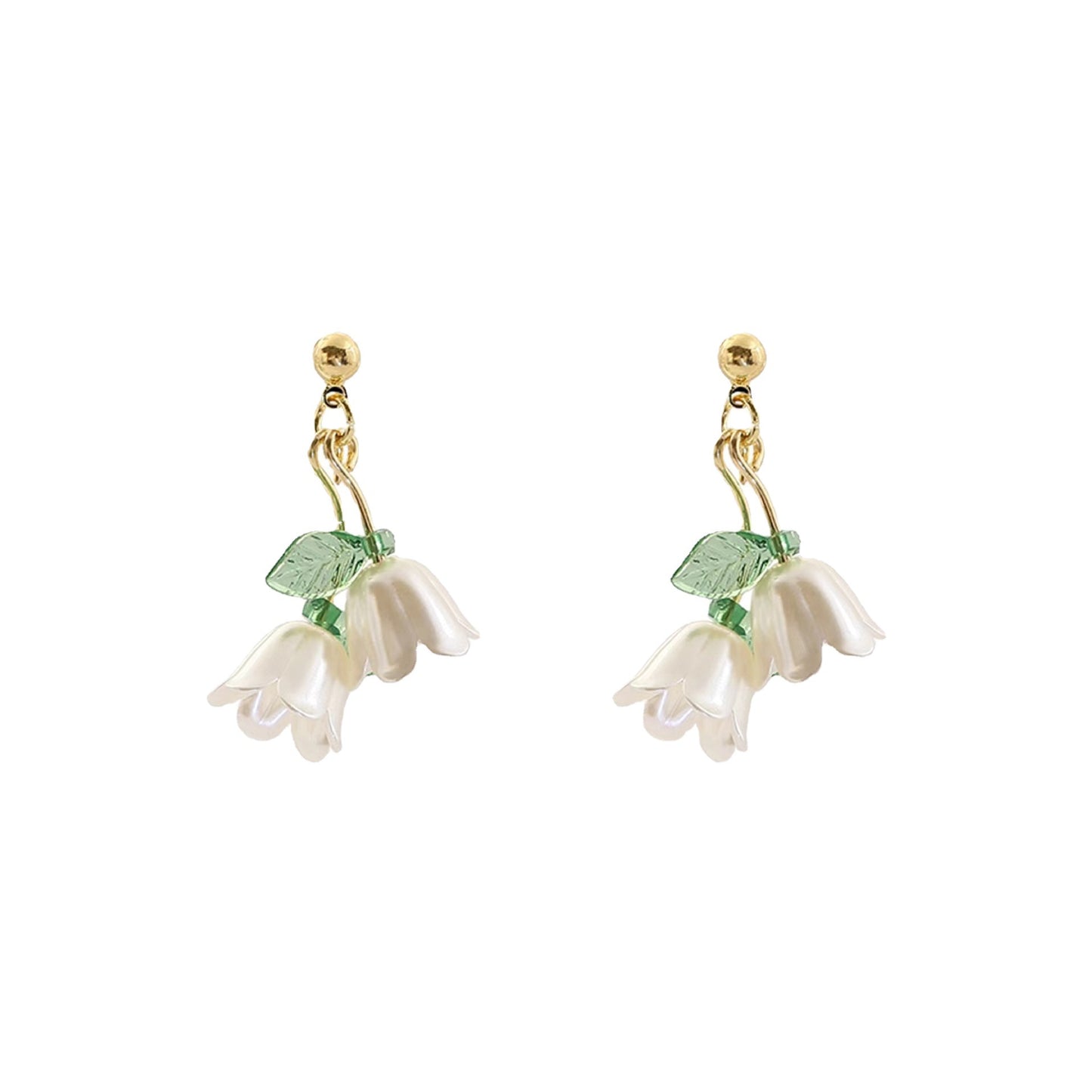 Style Flower White Magnolia Petal Fringe Stud Earrings