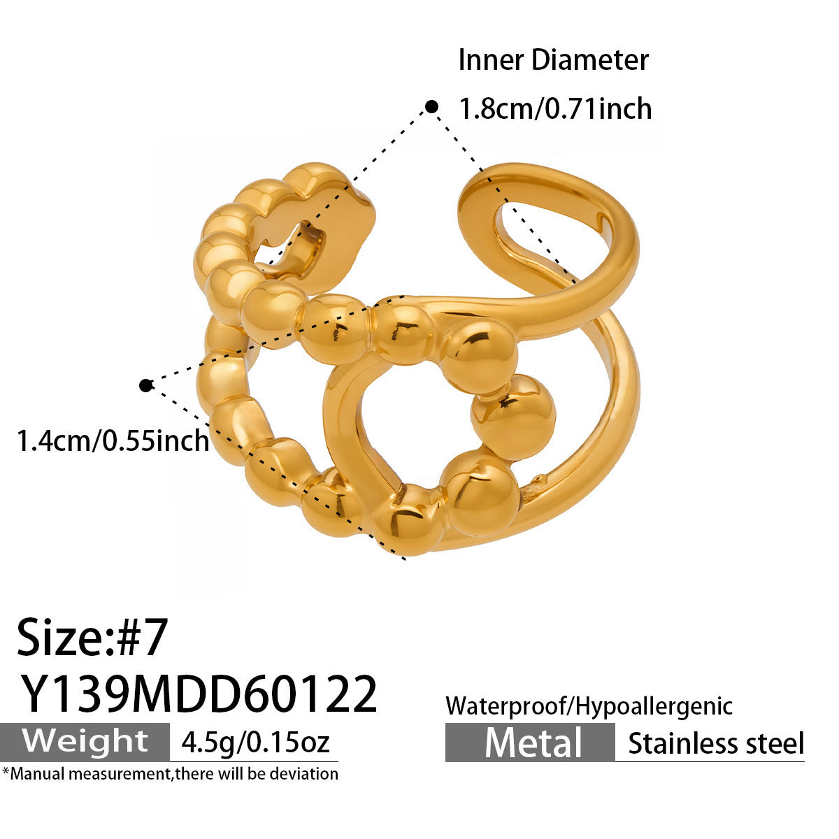 Design Geometric Stainless Steel Gold Plated Minority Fashion Rings