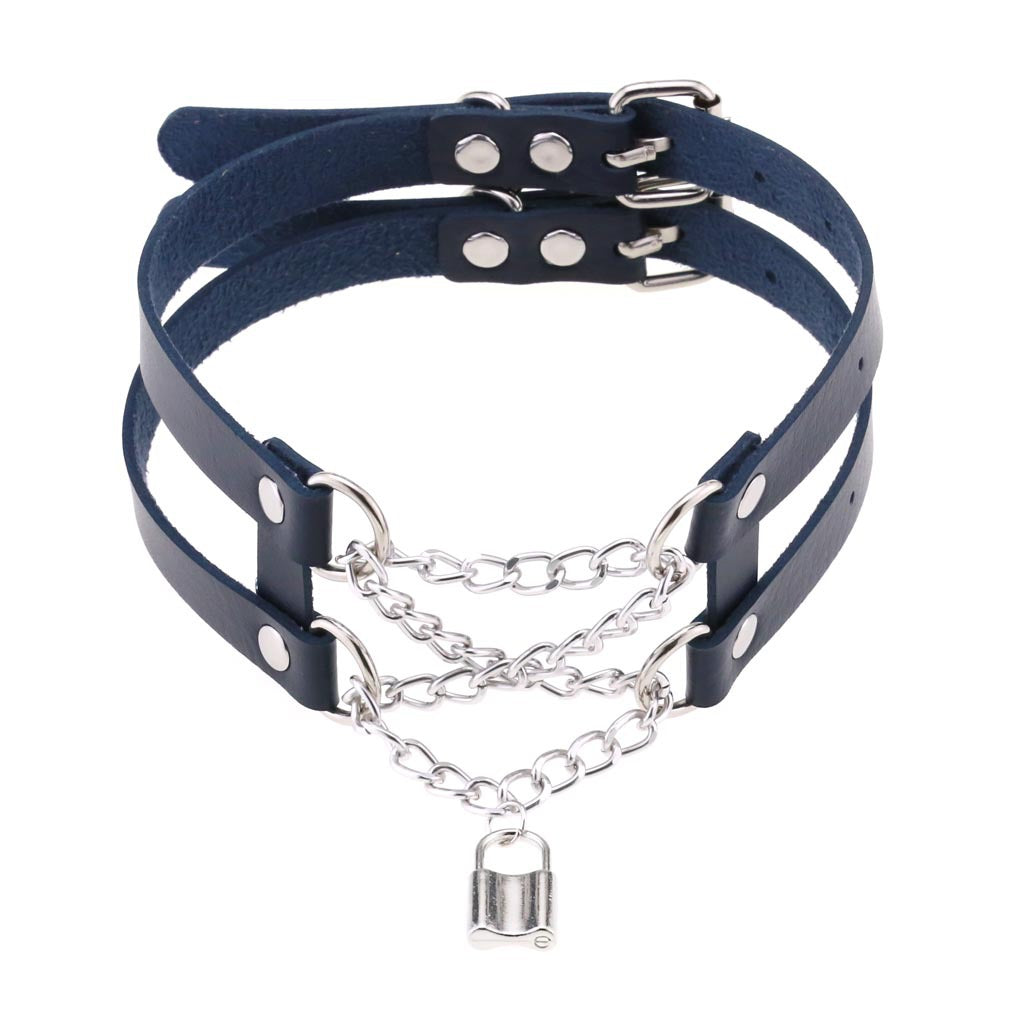 Temperament Double Row Line Chain Brain Teaser Neckband Sexy Lock Necklaces