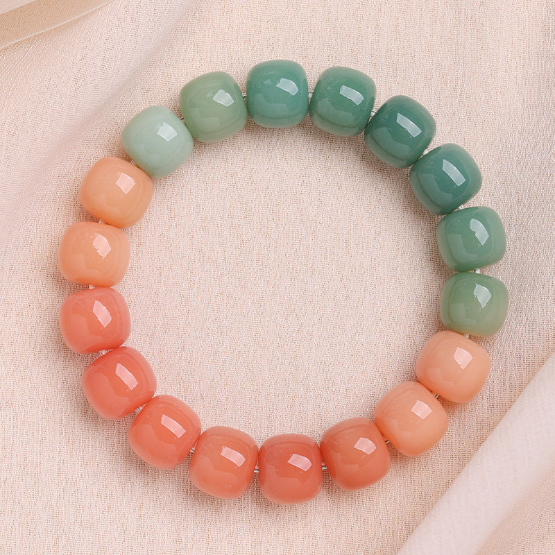 Men's Bodhi Pliable Temperament Skin Root Gradient Old Barrel Buddha Beads Bracelet