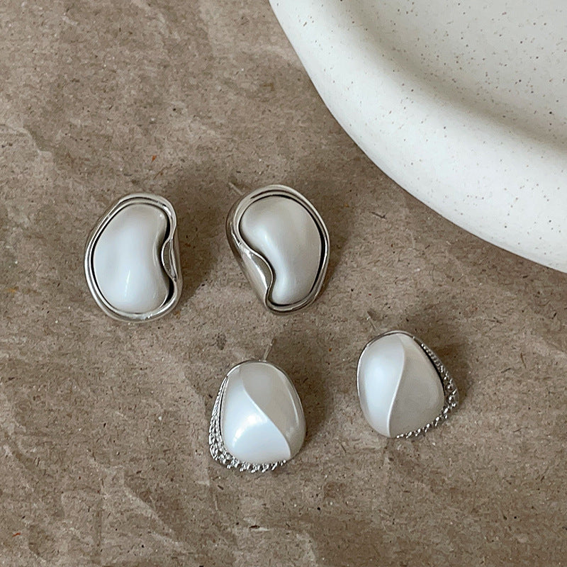 Geometric Beans Metal Female Niche High Sense Temperament Earrings