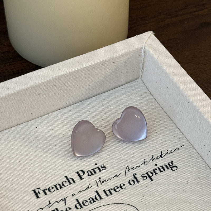 Women's Colored Loving Heart Fairy For Sweet High-grade Jelly Imitation Cat Stud Earrings