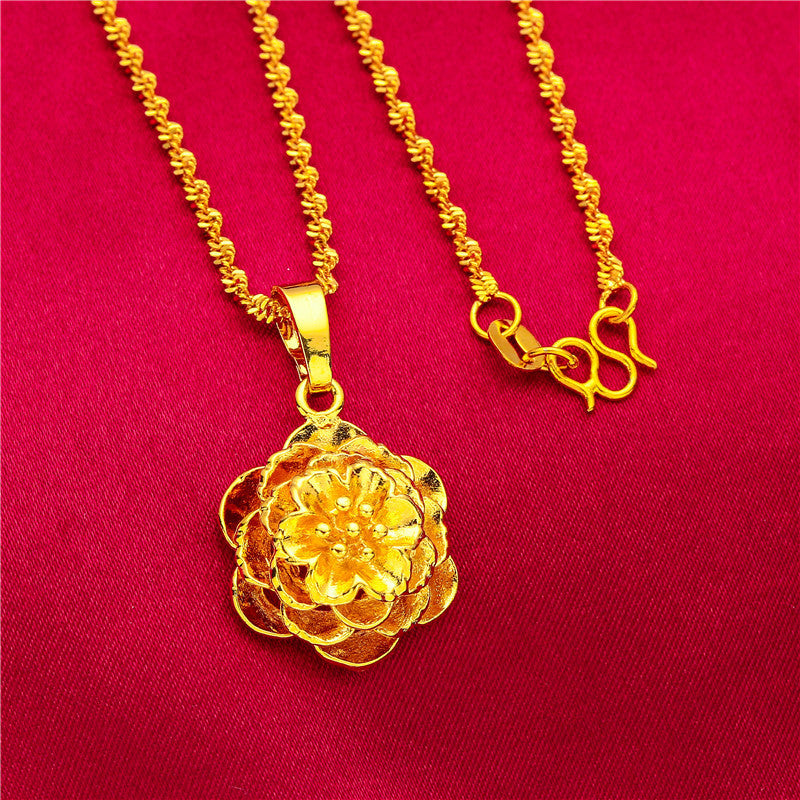 Flower Vietnam Placer Gold Palace Antiquity Water Ripple Gifts For Necklace
