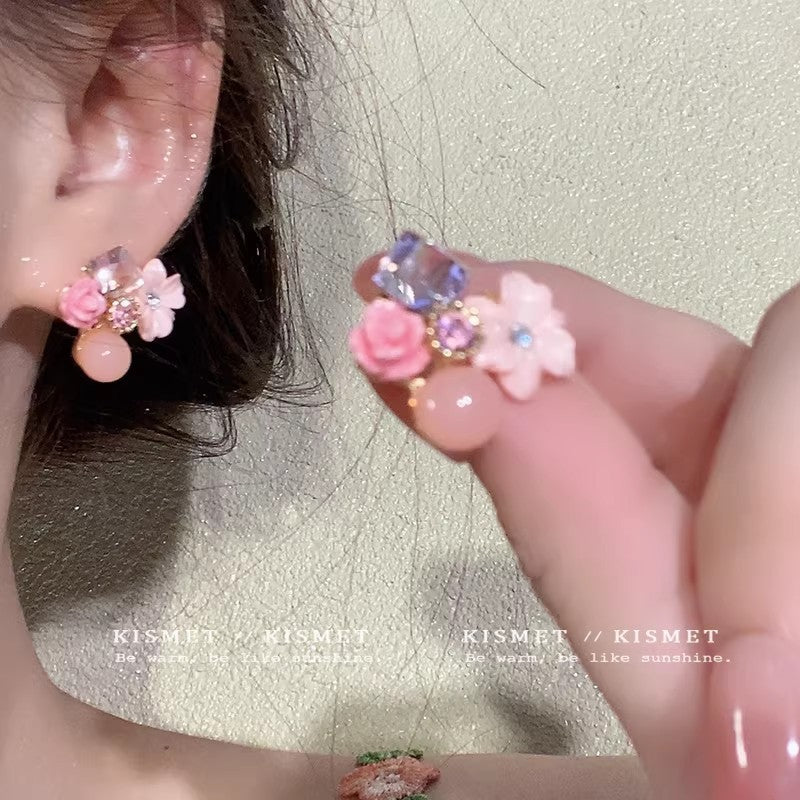 Women's Flower Bloom Unique Pink High-grade Vacation Earrings