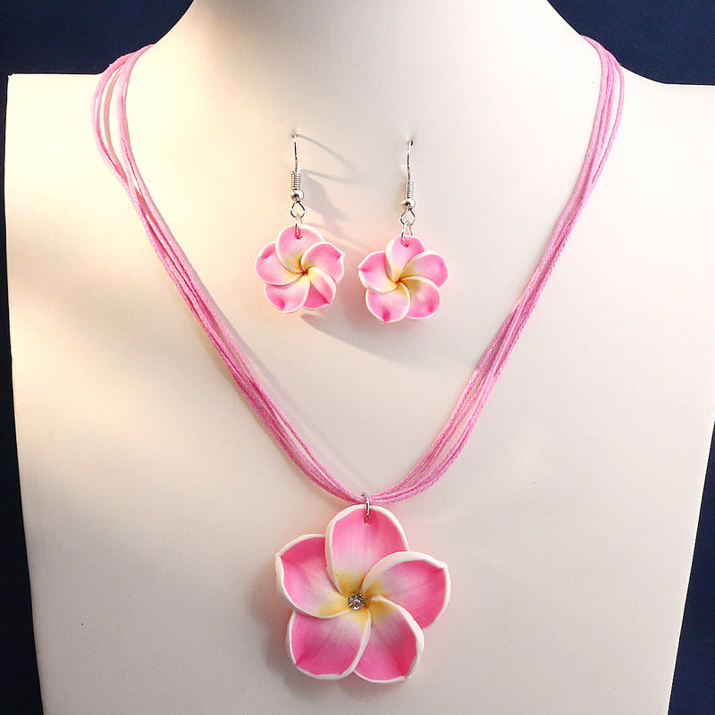 Women's Rich Flower Wax Rope Temperament Suite Necklace