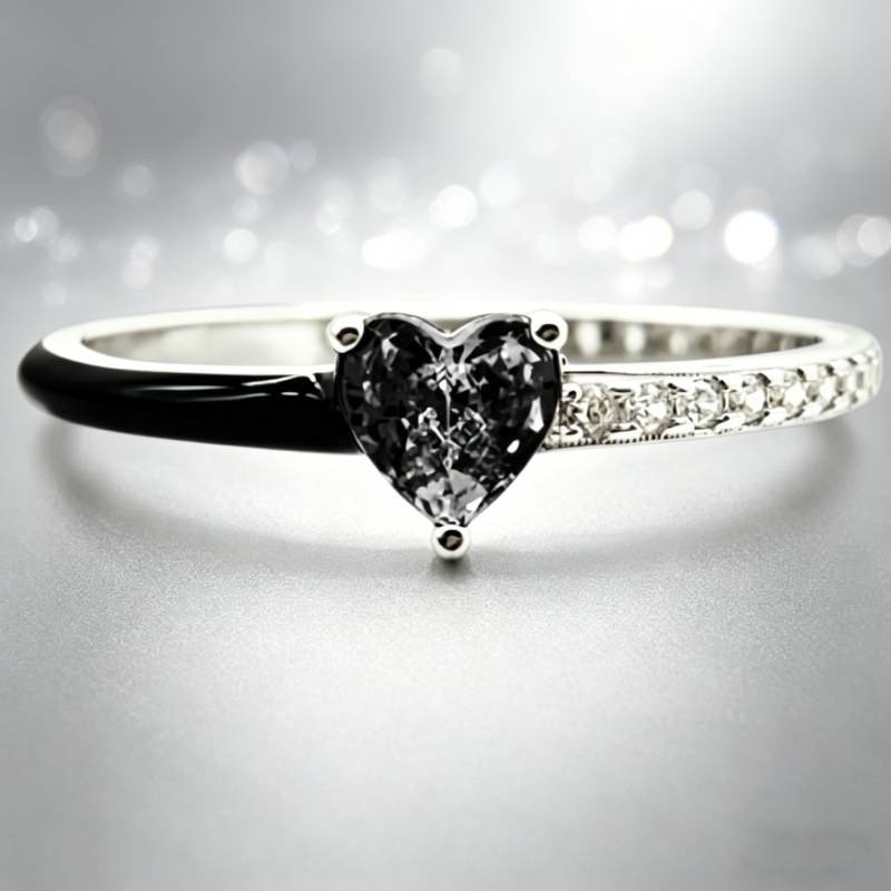 Women's Heart-shaped Zircon Temperament Wild Fashion Enamel Ring
