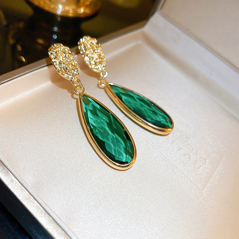 Sier Needle Zircon Geometric Flower Retro Exquisite Earrings