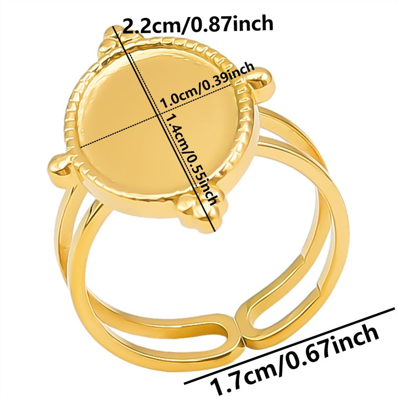 Women's & Men's Stainless Steel Titanium Geometric Oval Base Support Cold Rings
