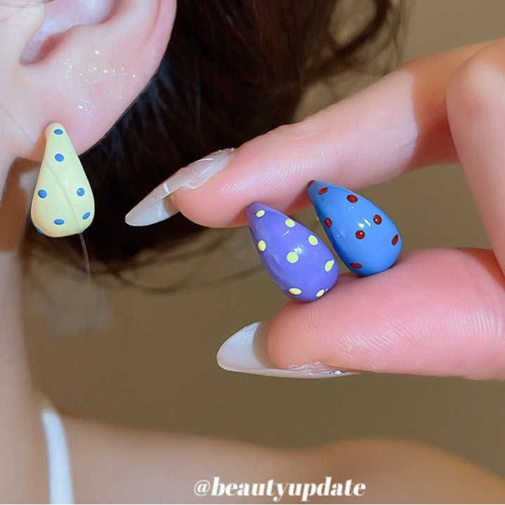 Needle Polka Dot Drop Oil Half High-grade Stud Earrings