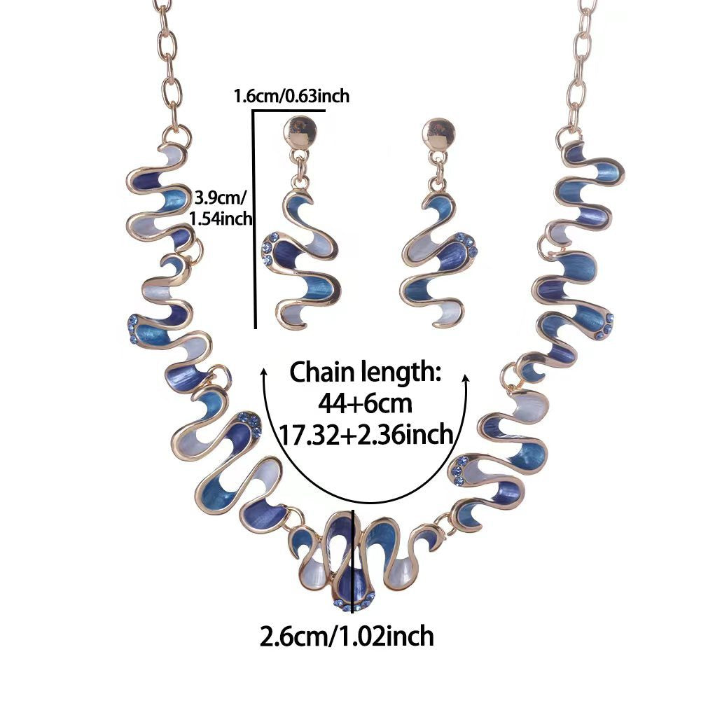 Women's Oil Dripping Design Painting Ripple Geometric Jewelry Set