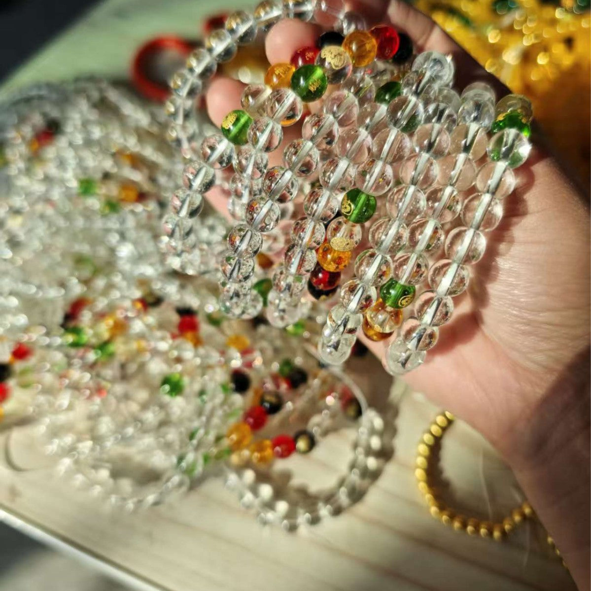 Imitation White Crystal Five Gods Of Wealth Lucky Bracelet