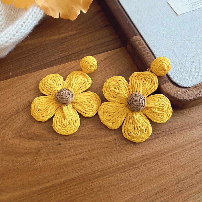 Women's Green Leaf Lily Yellow Series Tassel Light Luxury High-grade Sweet Rings
