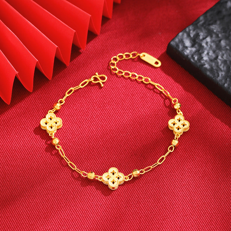 Women's Chinese Style Bamboo Joint Placer Gold Bracelets